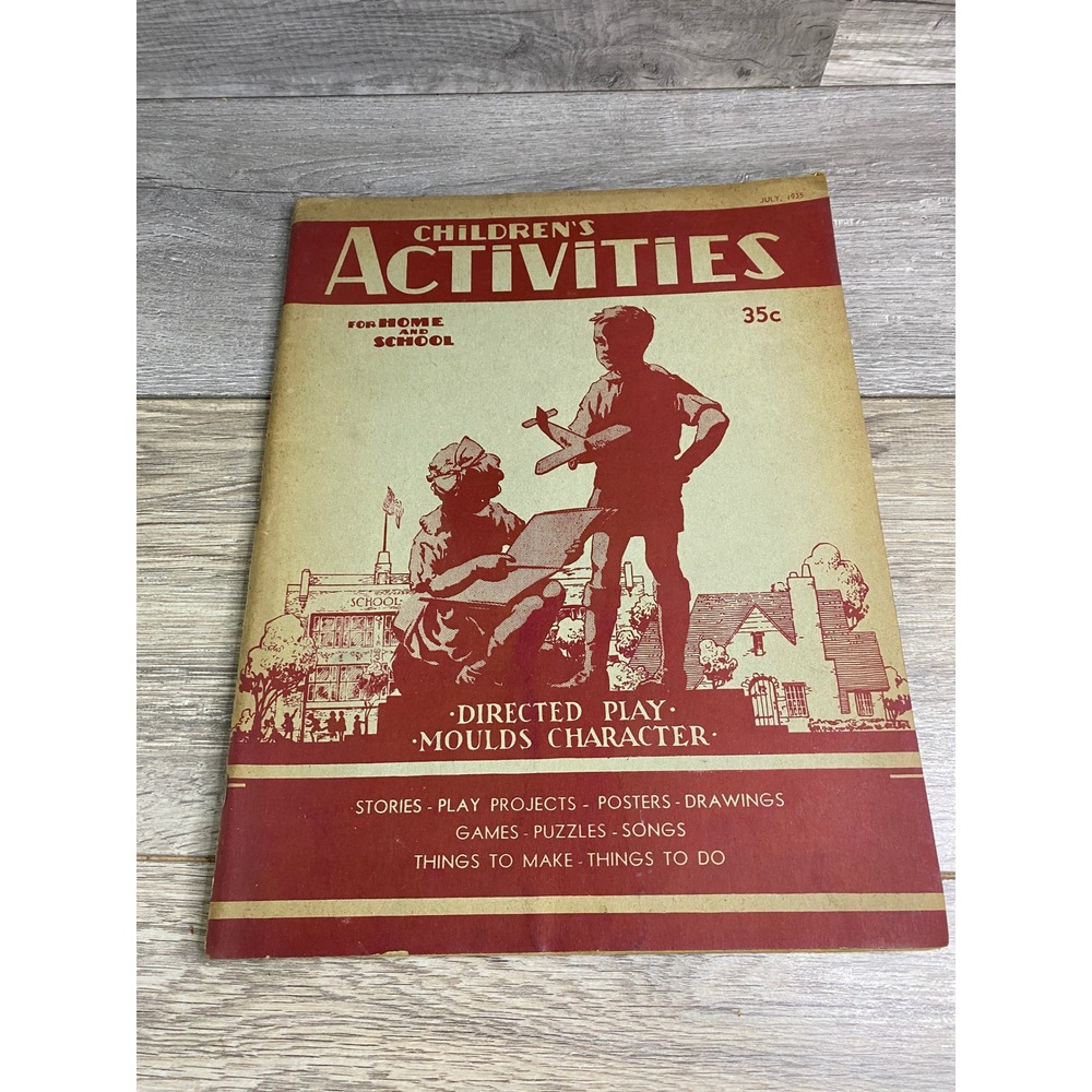 Vintage Childrens Activities Magazine July 1935 Directed Play Character Building